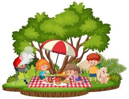 bambini picnic nel parco isolato vettore