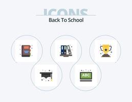 indietro per scuola piatto icona imballare 5 icona design. formazione scolastica. tazza. e libro. risultato. formazione scolastica vettore