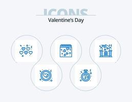 san valentino giorno blu icona imballare 5 icona design. le persone. casa. amore. famiglia. amore vettore