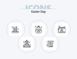 Pasqua linea icona imballare 5 icona design. Pasqua. ciotola. fiore. attraversare. celebrazione vettore