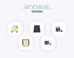 veicoli piatto icona imballare 5 icona design. consegna. griglia. macchina. creativo. ponte vettore