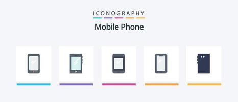 mobile Telefono piatto 5 icona imballare Compreso . telecamera.. creativo icone design vettore