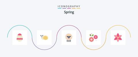 primavera piatto 5 icona imballare Compreso natura. fiore. ariete. primavera. Pasqua vettore