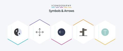simboli e frecce 25 piatto icona imballare Compreso . simbolismo. direzione. cartello. segnale vettore