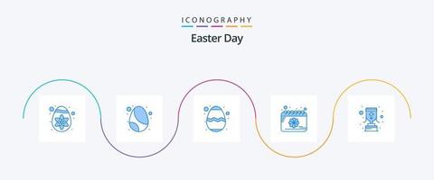 Pasqua blu 5 icona imballare Compreso ricompensa. tazza. uovo. primavera. Data vettore