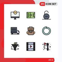 impostato di 9 moderno ui icone simboli segni per furgone consegna intonazione sicurezza sicurezza modificabile vettore design elementi