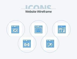 sito web wireframe blu icona imballare 5 icona design. pagina web. modello. pagina. pagina. Condividere vettore