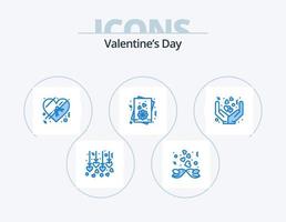 san valentino giorno blu icona imballare 5 icona design. . mani. regalo. coperchio. San Valentino vettore