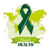 giornata della salute mentale, consapevolezza mondiale del nastro verde, cure mediche psicologiche vettore