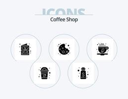 caffè negozio glifo icona imballare 5 icona design. foglia. bar. bere. caffè tazza. biscotto vettore