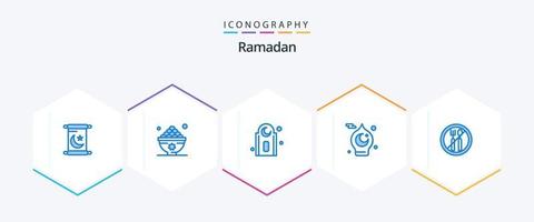 Ramadan 25 blu icona imballare Compreso Ramadan. Ramadan. moschea. musulmano. mese vettore