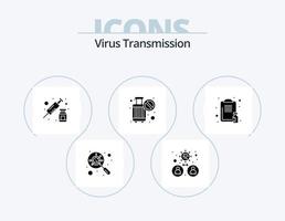 virus trasmissione glifo icona imballare 5 icona design. assistenza sanitaria. fermare. droghe. no viaggio. bandire vettore