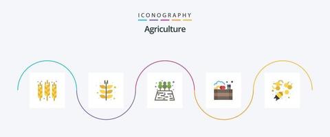 agricoltura piatto 5 icona imballare Compreso ape. azienda agricola. raccolto. mele. albero vettore