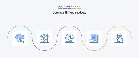 scienza e tecnologia blu 5 icona imballare Compreso taccuino. taccuino. scienza sperimentare. tecnologia. molecola vettore