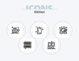 cucina linea icona imballare 5 icona design. . Ghiaccio. schiumatoio. cubo. carne vettore