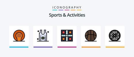 gli sport e attività linea pieno 5 icona imballare Compreso gioco. gioco. Atletica. pallacanestro. attività. creativo icone design vettore