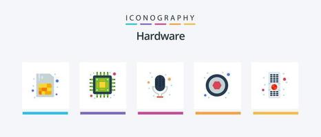 hardware piatto 5 icona imballare Compreso . disco. tv. controllo. creativo icone design vettore