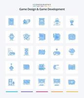 creativo gioco design e gioco sviluppo 25 blu icona imballare come come leggenda. gioco. pubblicare. tesoro. oro vettore