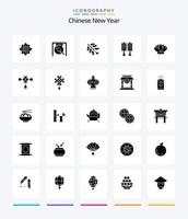 creativo Cinese nuovo anno 25 glifo solido nero icona imballare come come Capodanno. nuovo. Capodanno. Cinese. Cinese vettore