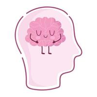 giornata mondiale della salute mentale, cervello di cartone animato testa umana vettore