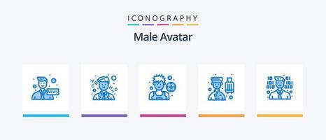 maschio avatar blu 5 icona imballare Compreso programmazione. sviluppo. giocatore. servizio. Hotel. creativo icone design vettore