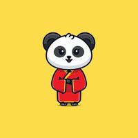 pandachina2cute nazionale animale femmina panda indossare Cinese nazionale vestito cartone animato illustrazione vettore
