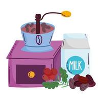 metodi di preparazione del caffè, macinacaffè manuale per il latte e semi vettore
