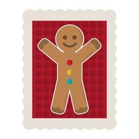 Buon Natale gingerbread man cartoon decorazione icona timbro vettore