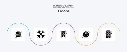 Canada glifo 5 icona imballare Compreso cellula. foglia. carta. bandiera. Canada vettore