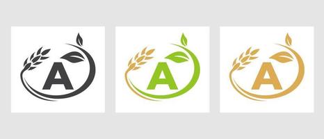 lettera un' agricoltura logo. agroalimentare, eco-fattoria design modello vettore