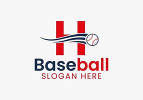 lettera h baseball logo concetto con in movimento baseball icona modello vettore