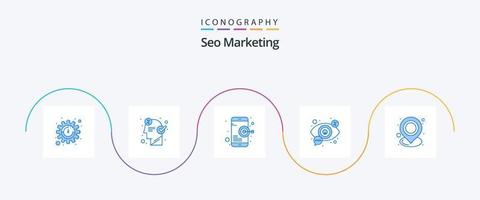 SEO marketing blu 5 icona imballare Compreso titolare. Visualizza. obiettivo. seo. occhio vettore