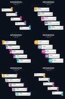 vettore 6 infografica imballare presentazione diapositiva modello 5 passaggi ciclo diagrammi e linea del tempo