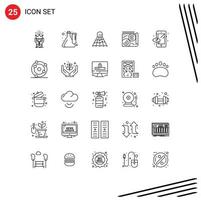 25 creativo icone moderno segni e simboli di viaggio libro laboratorio carta geografica sport modificabile vettore design elementi
