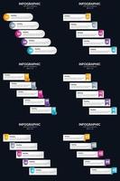 vettore 6 infografica imballare presentazione diapositiva modello 5 passaggi ciclo diagrammi e linea del tempo