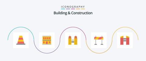 edificio e costruzione piatto 5 icona imballare Compreso . costruzione. città. città. costruzione vettore