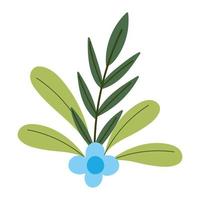giardinaggio, fiore blu foglie fogliame natura isolato icona stile vettore
