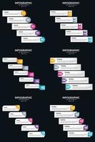 vettore 6 infografica imballare presentazione diapositiva modello 5 passaggi ciclo diagrammi e linea del tempo