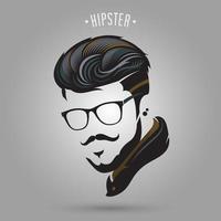 uomo hipster con baffi e occhiali vettore