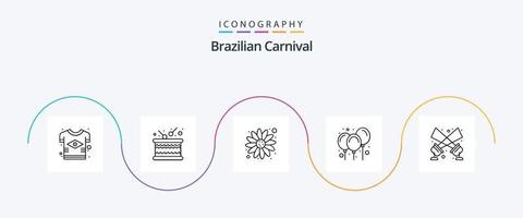 brasiliano carnevale linea 5 icona imballare Compreso proiettore. decorazione. suono. carnevale. palloncini vettore