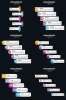 vettore 6 infografica imballare presentazione diapositiva modello 5 passaggi ciclo diagrammi e linea del tempo