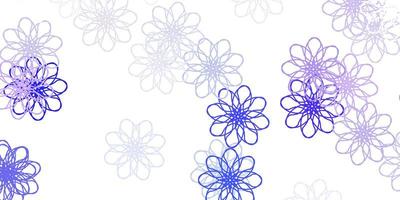 modello doodle vettoriale viola chiaro con fiori.