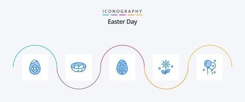 Pasqua blu 5 icona imballare Compreso primavera. pianta. nido. fiore. uovo vettore