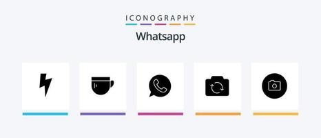 WhatsApp glifo 5 icona imballare Compreso di base. telecamera. Chiacchierare. ui. ricaricare. creativo icone design vettore