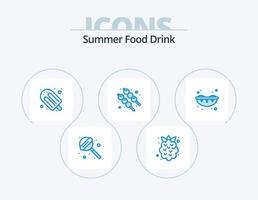 estate cibo bevanda blu icona imballare 5 icona design. . dolce. vacanza. Sushi. cibo vettore
