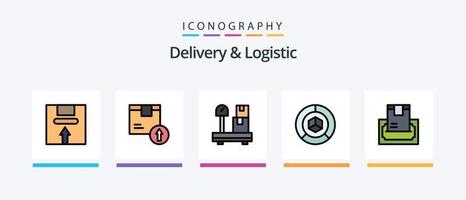 consegna e logistica linea pieno 5 icona imballare Compreso logistico. scatola. trasporto. i soldi. consegna. creativo icone design vettore