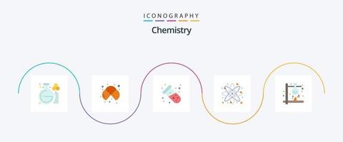 chimica piatto 5 icona imballare Compreso atomo. scienza. laboratorio. chimica. atomo vettore