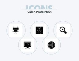 video produzione glifo icona imballare 5 icona design. inizio. media . controllo . pieghevole sedia vettore