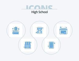 alto scuola blu icona imballare 5 icona design. orario. attrezzo. formazione scolastica. temperamatite. globo vettore