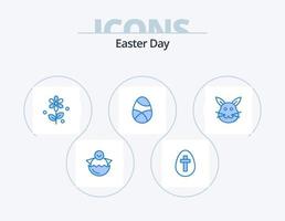 Pasqua blu icona imballare 5 icona design. coniglietto. uovo. cartello. Pasqua. celebrazione vettore